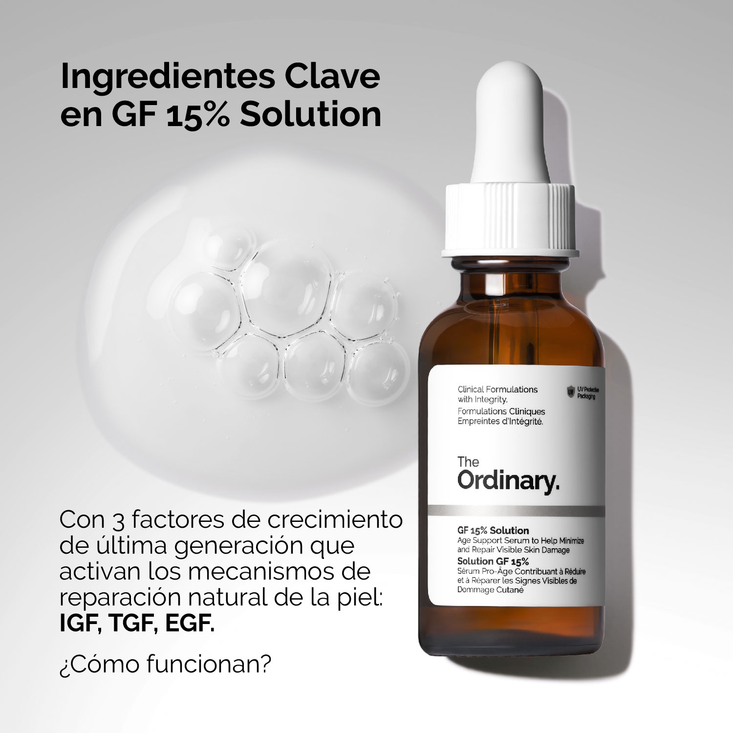 GROWTH FACTORS 15% SOLUTION 30 ML (SUERO CON 3 FACTORES DE CRECIMIENTO PARA MEJORAR SIGNOS DE LA EDAD)